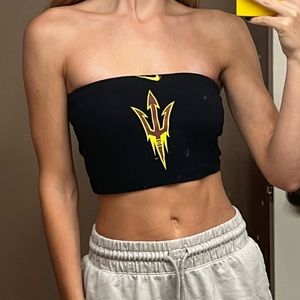 ASU Forks black upcycled tailgate tube top